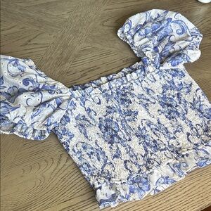 Lulu's Blue and White Floral Blouse